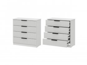 Комод 4 ящика (МДФ) Эккервуд (белый) в Восходе - voskhod.mebel-nsk.ru | фото