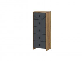 Комод 5ящ. Байкал (дуб крафт золотой/графит) в Восходе - voskhod.mebel-nsk.ru | фото