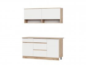 Кухонный гарнитур 1,6м Брауни (дуб делано/белый) в Восходе - voskhod.mebel-nsk.ru | фото
