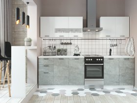 Кухонный гарнитур Дуся 2,0 м (белый глянец/цемент) в Восходе - voskhod.mebel-nsk.ru | фото