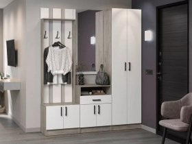 Модульная прихожая Вега (дуб крафт серый/белый) в Восходе - voskhod.mebel-nsk.ru | фото