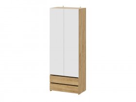 Шкаф двухстворчатый (с ящиками) Абрау (дуб крафт золотой/белый) в Восходе - voskhod.mebel-nsk.ru | фото