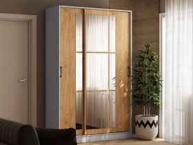 Шкаф-купе 1,4м «Стиль-2» (белый/дуб крафт золотой) в Восходе - voskhod.mebel-nsk.ru | фото