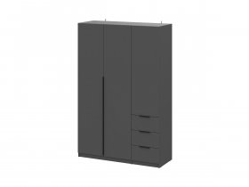 Шкаф трехстворчатый с ящиками ШК-22 (графит) в Восходе - voskhod.mebel-nsk.ru | фото