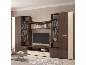 Стенка Гамма (дуб венге/дуб молочный) в Восходе - voskhod.mebel-nsk.ru | фото