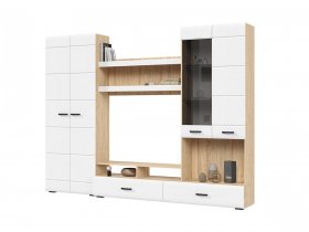 Стенка ГС-01 Либерти (дуб сонома/белый глянец) в Восходе - voskhod.mebel-nsk.ru | фото
