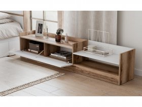 Тумба под ТВ Брауни (дуб делано/белый) в Восходе - voskhod.mebel-nsk.ru | фото