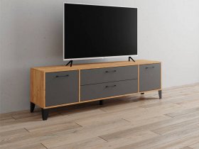 Тумба под ТВ Парус-13 (дуб крафт золотой/графит серый) в Восходе - voskhod.mebel-nsk.ru | фото